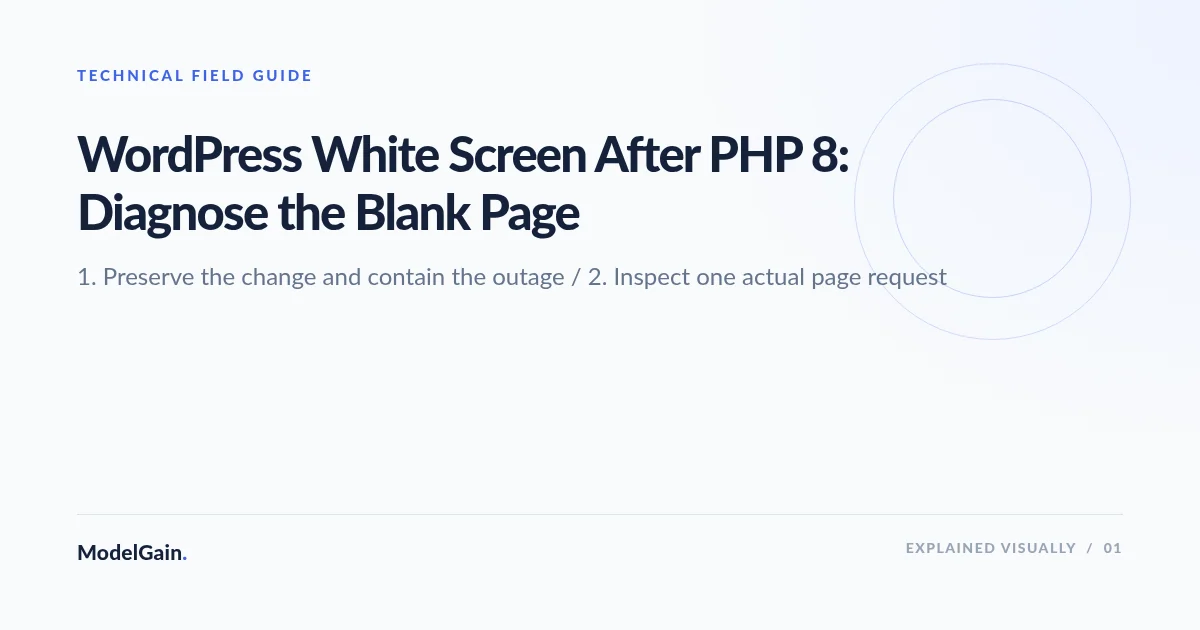 Illustration: WordPress White Screen After PHP 8: Diagnose the Blank Page