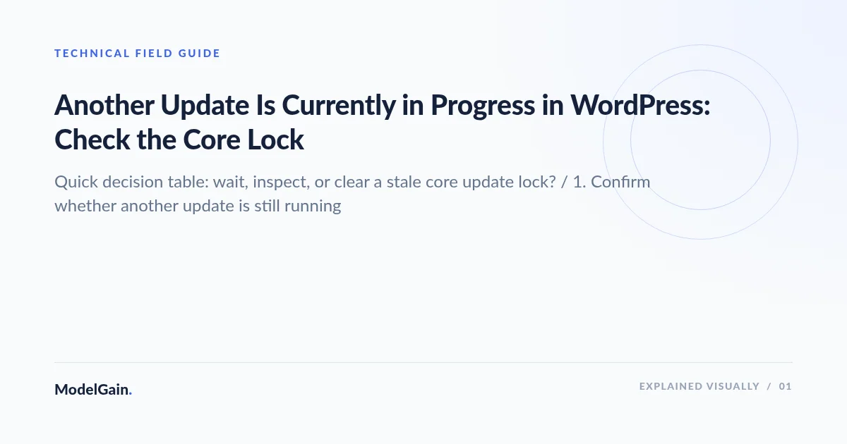Illustration: Another Update Is Currently in Progress in WordPress: Check the Core Lock