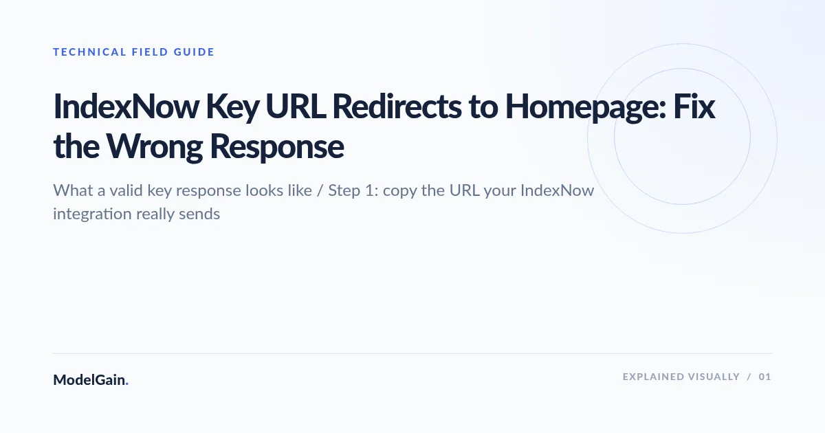 Illustration: IndexNow Key URL Redirects to Homepage: Fix the Wrong Response