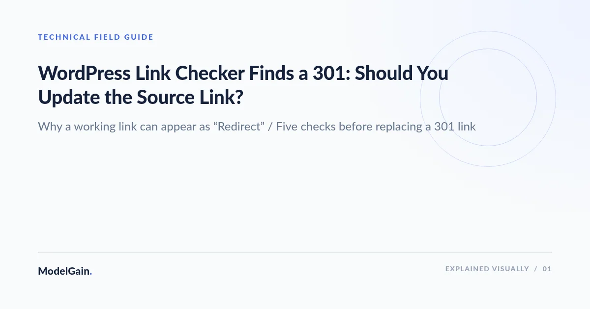 Illustration: WordPress Link Checker Finds a 301: Should You Update the Source Link?