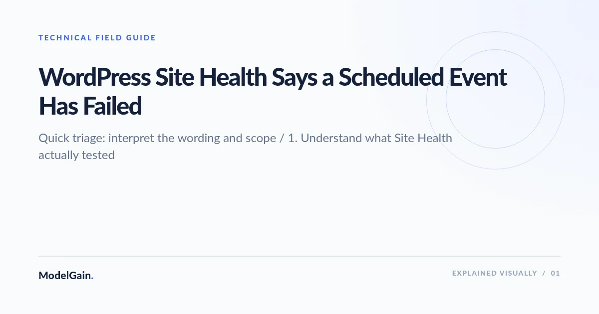 Illustration: WordPress Site Health Says a Scheduled Event Has Failed