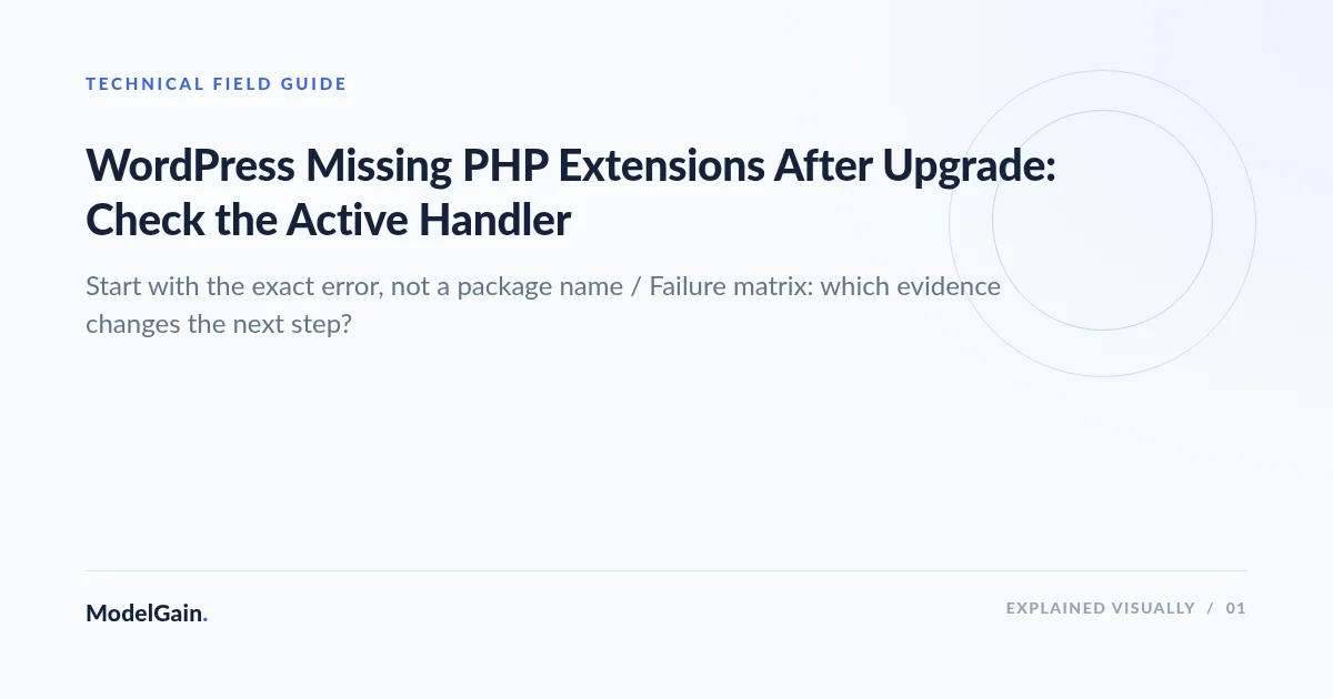 Illustration: WordPress Missing PHP Extensions After Upgrade: Check the Active Handler