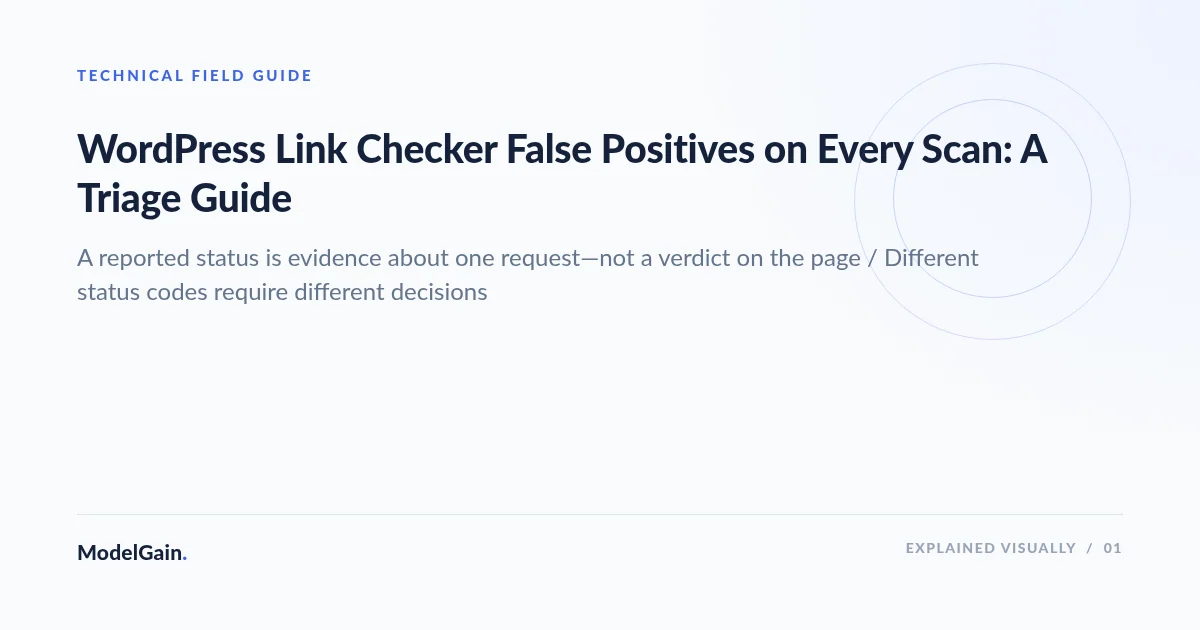 Illustration: WordPress Link Checker False Positives on Every Scan: A Triage Guide