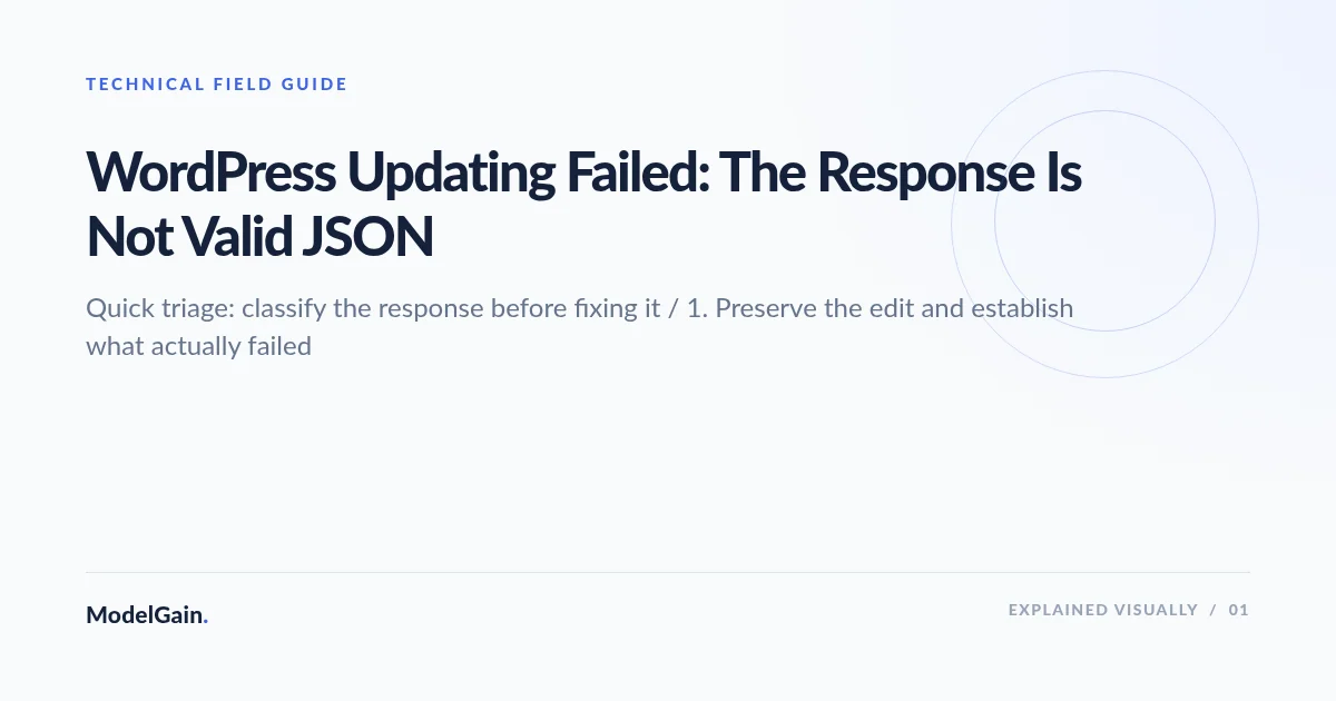 Illustration: WordPress Updating Failed: The Response Is Not Valid JSON